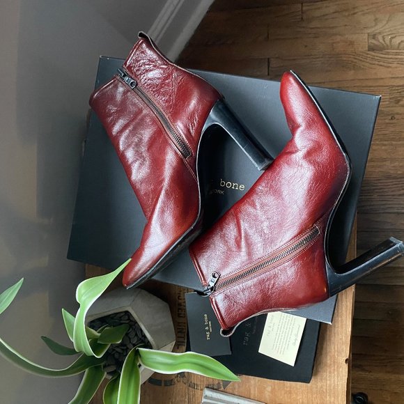 Rag & Bone Ellis Boot Mahogany, gently worn w/box, dust bag, card sz 8.5 - Picture 1 of 8
